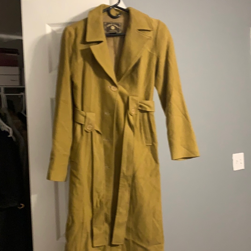 Mustered color pea coat - long